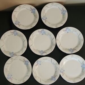 Aristocrat Elegant Blue and Cream Salad Plates - Set of 8